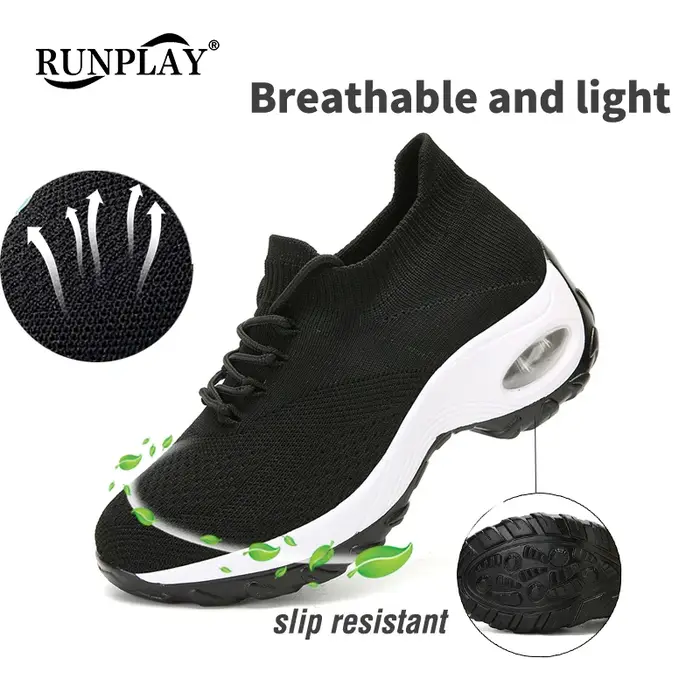 Baskets de course légères pour femmes, chaussures de sport respirantes, coussin d'air, tissage volant, marche en plein air, jogging, loisirs