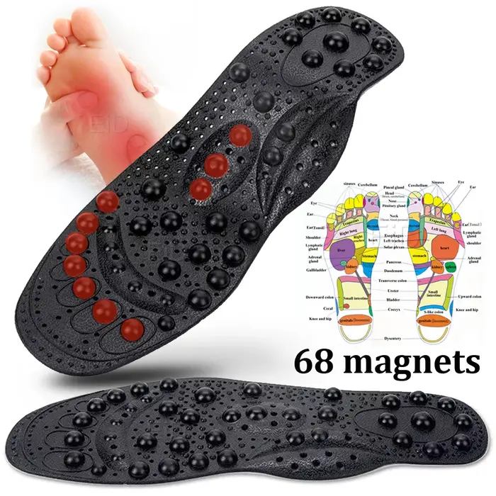 Haute qualité 68 thérapie semelles de Massage magnétique pied Acupuncture Point