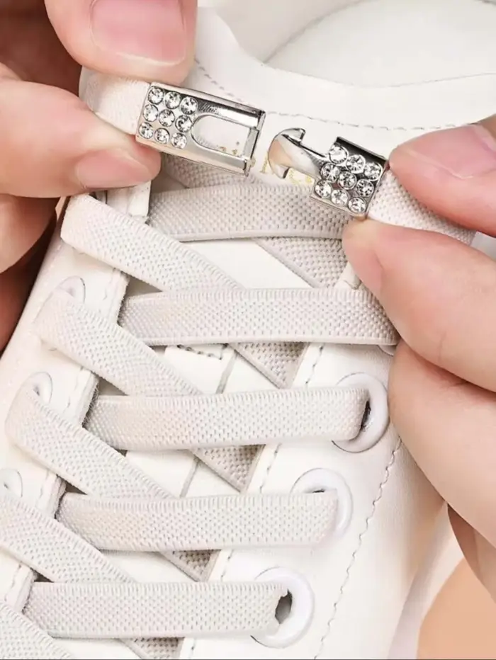 Lacets de chaussures sans nœuds avec boucle diamant