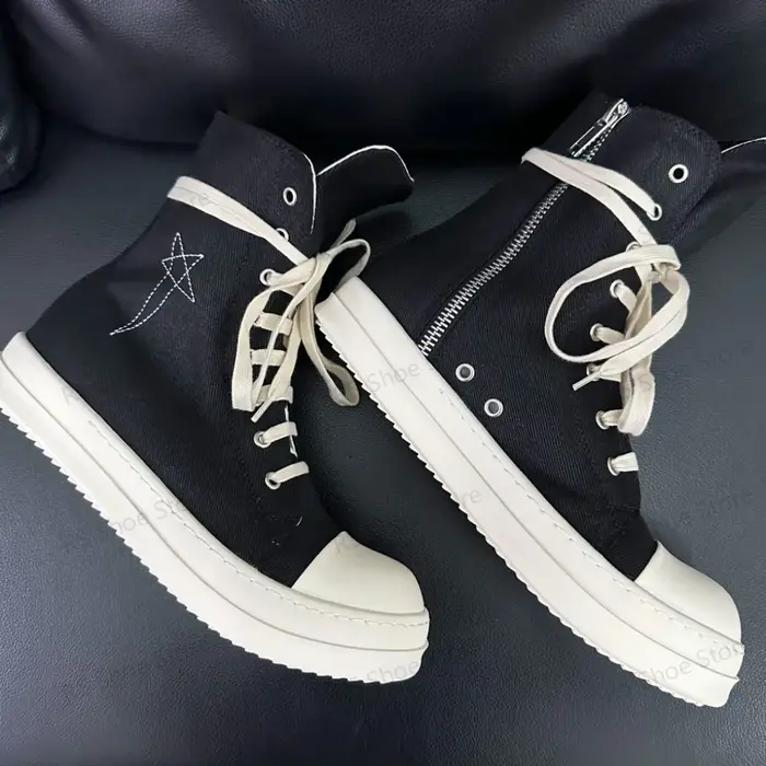 R-o bottine hommes haut chaussure toile noire femmes Sneaker chaussures décontractées