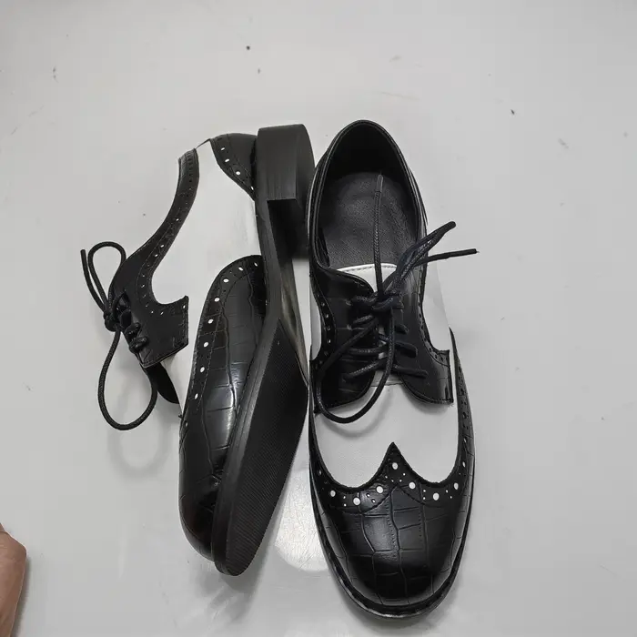SIMLOVEYO Design chaussures plates pour femme bout rond à lacets couleur mixte respirant Oxford chau