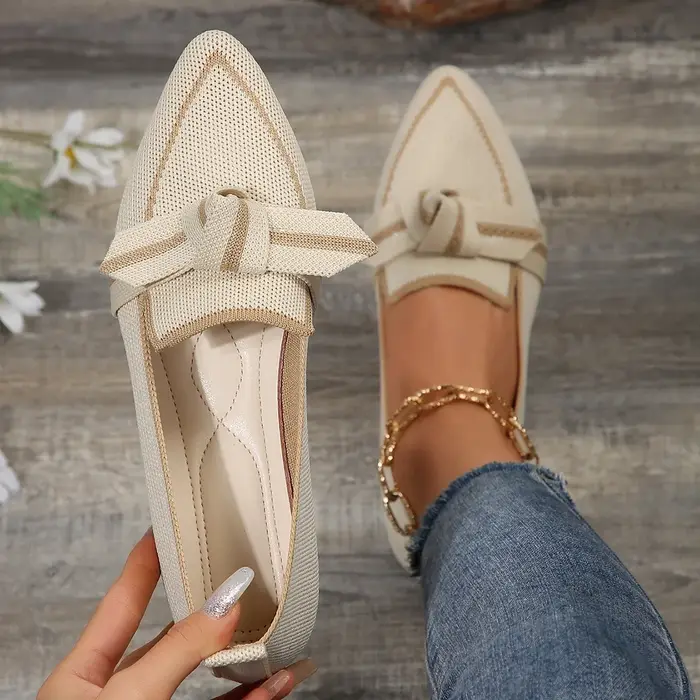 Mocassins en maille respirante pour femmes, chaussures de marche plates, haut pointu, document solid