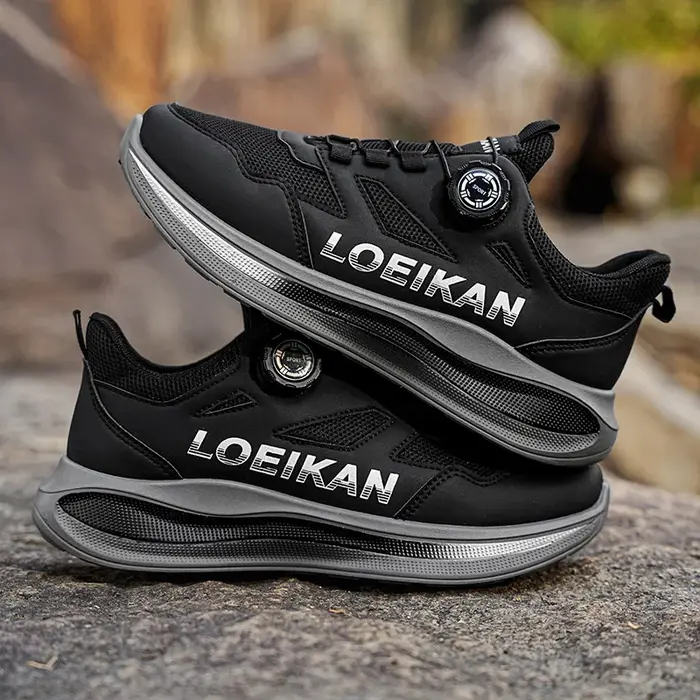 LOEIKAN Chaussures de course à bouton rotatif pour hommes