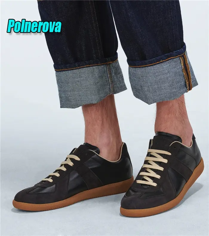 Baskets décontractées en daim et cuir pour femmes et hommes, chaussures plates à lacets, bout rond, 