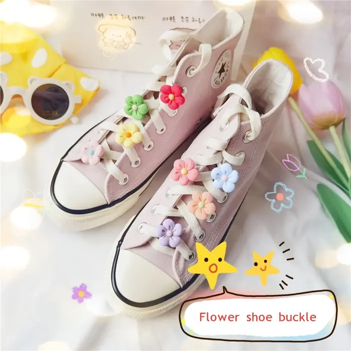 Mode 1 PC lacets pour chaussures décorations lacet fleurs boucle Clip Tennis basket-ball baskets acc
