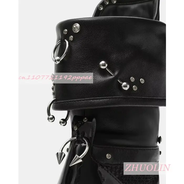 Nouvelles sandales bottes d'été 2026 noires à clous pour femme