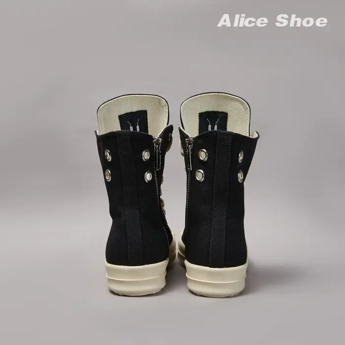 Marque hommes chaussure décontracté haut femmes Sneaker qualité noir bottine concepteur en cuir fermeture éclair trou
