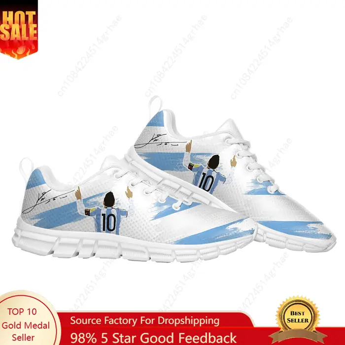 Miami Messi 10 Logo Argentina Chaussures de sport pour hommes et femmes, baskets décontractées confortables, chaussures sur mesure de haute qualité pour couple