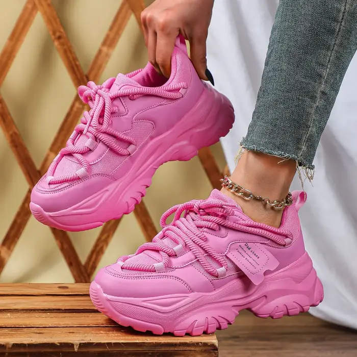 Baskets jaunes femme plate-forme chaussures de sport respirant femmes