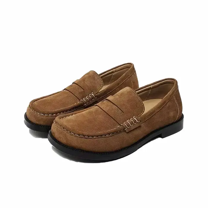 Printemps nouvelles chaussures de haricots pour hommes mocassins à semelles souples en daim de vache marron travail