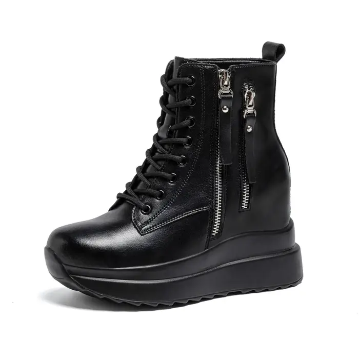 9cm plate-forme baskets à semelles compensées femmes chaussures en cuir véritable à lacets printemps automne hiver