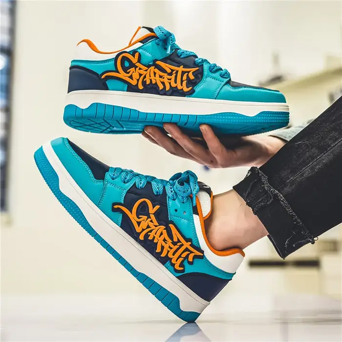 Mode bleu Designer Skateboard chaussures hommes Streetwear Hip hop baskets hommes luxe plate-forme S