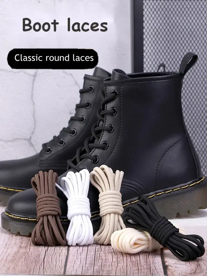 Lacets ronds solide classique Martin Boot lacets baskets décontractées lacets de chaussures pour cha