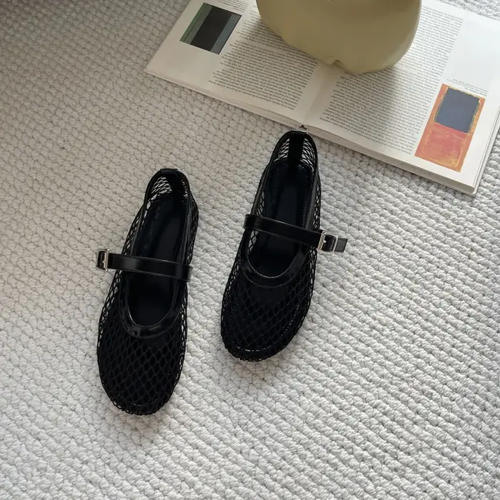 Escarpins à talons bas pour femmes, chaussures plates rouges, chaussures d'été Mary Gasoline, baller