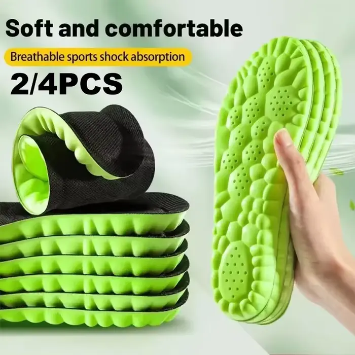 1/2 paire de semelles intérieures de sport 4D, semelle en PU, douces, respirantes, absorption des chocs, soutien robuste, soulagement de la douleur, course à pied, orthopédiques