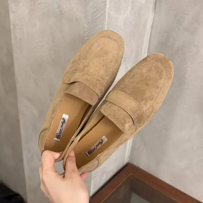 2025 nouvelle marque femmes chaussures plates bout rond peu profond sans lacet dames chaussures de B