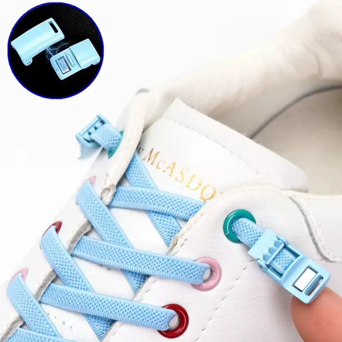 Lacets à fermeture magnétique multicolore sans attache pour chaussures de sport pour enfants et adul