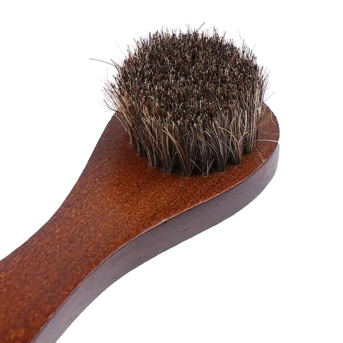 Brosse à chaussures durable avec manche en bois, brosse à poils de cheval, vernis à chaussures, livres brillants, dépoussiérage