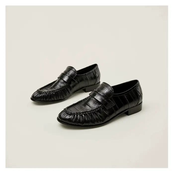 Chaussures plates en peau d'anguille 100% authentiques