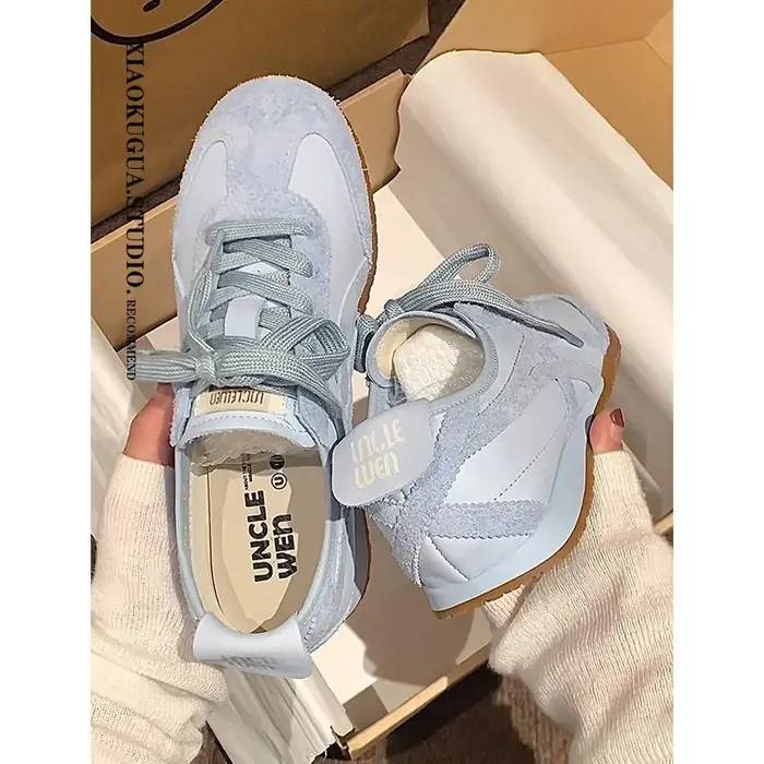 Chaussures de sport décontractées légères en cuir véritable rétro pour femmes