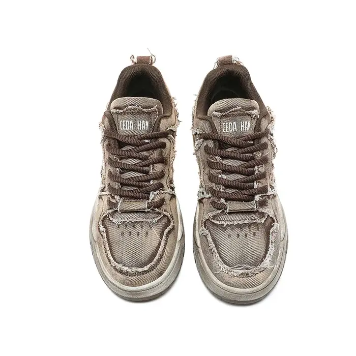 Chaussures de skateboard personnalisées en denim rétro pour hommes