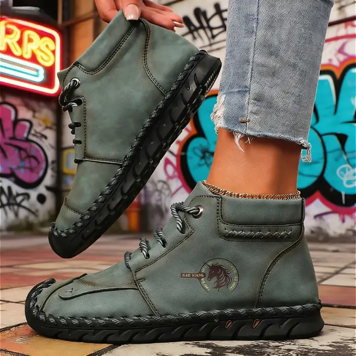 Ashion baskets à la main en cuir chaussures pour femmes mi-haut femmes chaussures plates décontractées nouvelles chaussures de créateur Mujer Zapatos Chaussure Femme