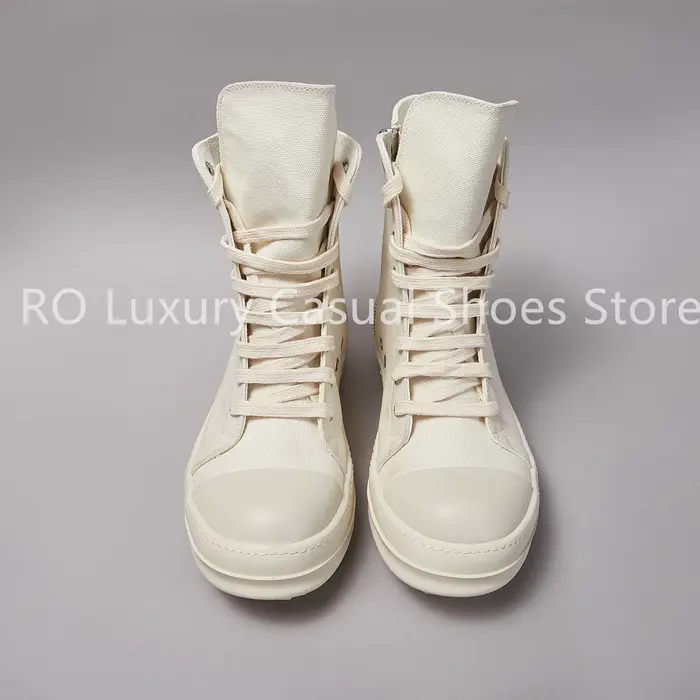 Chaussures décontractées beiges et blanches pour hommes, baskets montantes pour femmes, bottines uni