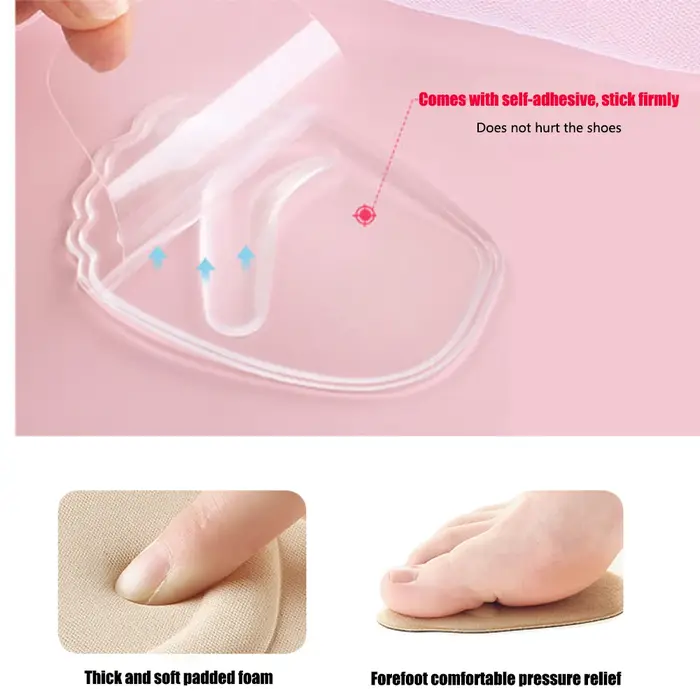 Coussinets d'insertion avant-pied pour femmes, chaussures antidérapantes en Silicone, soulagement de