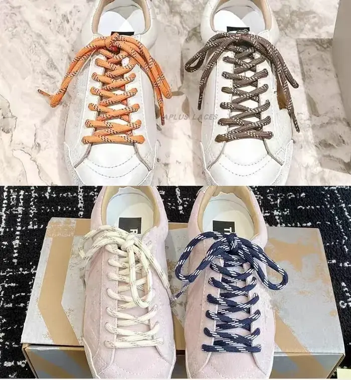 1 paire DE lacets DE corde ronde en sergé à fil DE points Sneaker chaussures DE Sport DE formation en cuir blanc