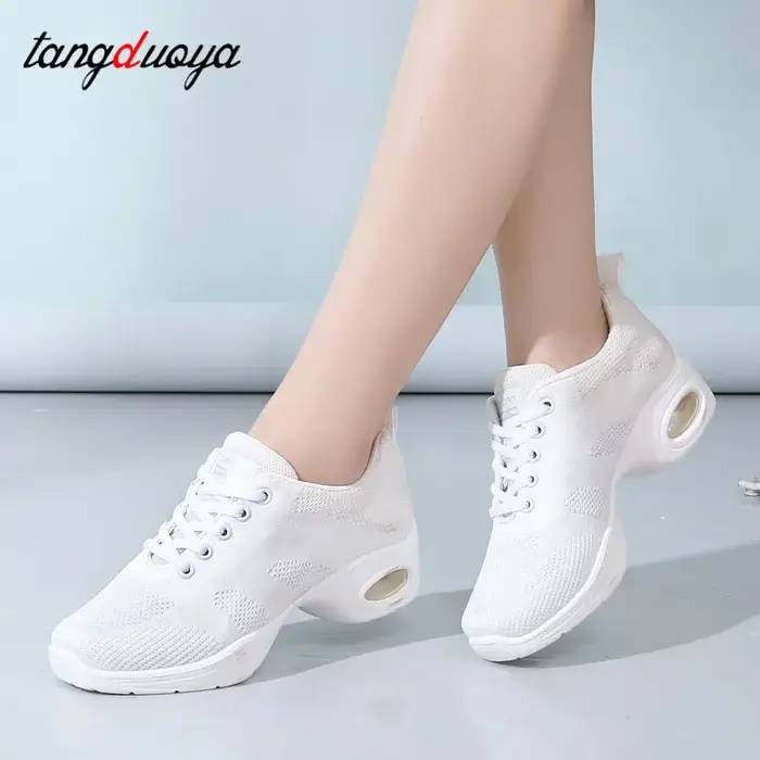 Baskets chaussures de danse pour femmes volant tissé maille confortable moderne Jazz