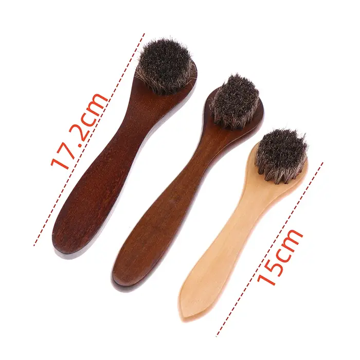 Brosse à chaussures durable avec manche en bois, brosse à poils de cheval, vernis à chaussures, livres brillants, dépoussiérage