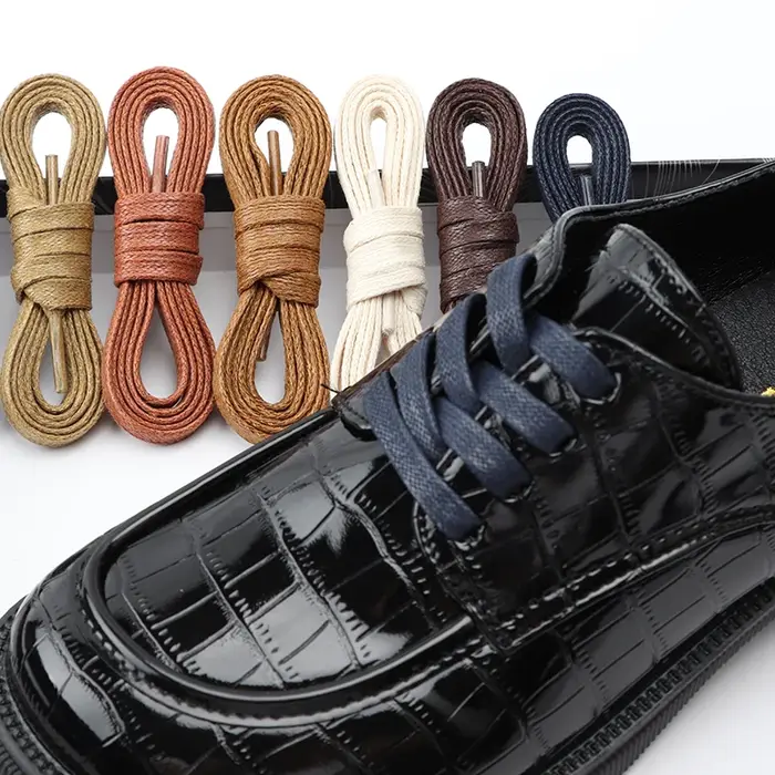 Lacets Lumineux Plats Imperméables en Cuir Ciré, Accessoires Décontractés pour Bottes Unisexes, Long