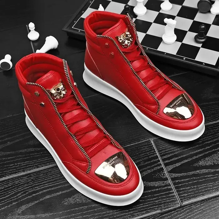 Chaussures montantes décontractées à plateforme léopard, chaussures d'entraînement de Sport, bottines pour hommes, baskets de Skateboard à la mode 2025