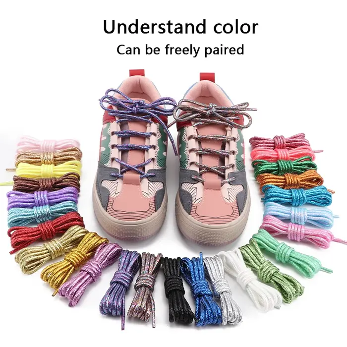 Lacets de chaussures à paillettes métalliques