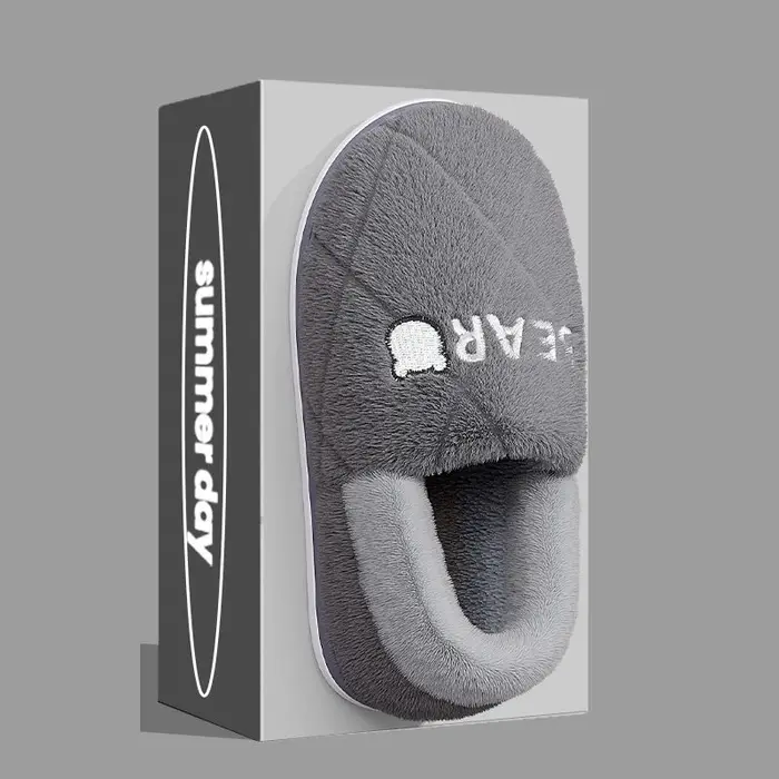 Pantoufles en fourrure pour hommes et femmes, chaussures en coton non ald, toboggans confortables, c