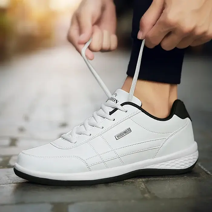 Chaussures en cuir pour hommes, baskets imperméables, décontractées et confortables, chaussures à lacets vulcanisées pour hommes
