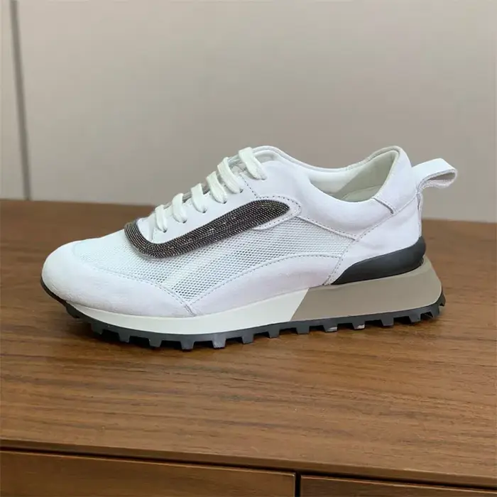Baskets classiques pour femmes chaîne perle à lacets chaussures plates confort