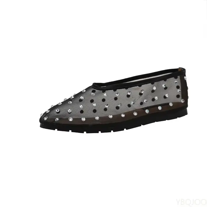 Chaussures Mary Jane Diamant 2025 pour Femme – Nouveauté Été 2025 – Ballerines Plates en Maille à Bout Peu Profond – Polyvalentes – Sandales Tendance Grandes Tailles
