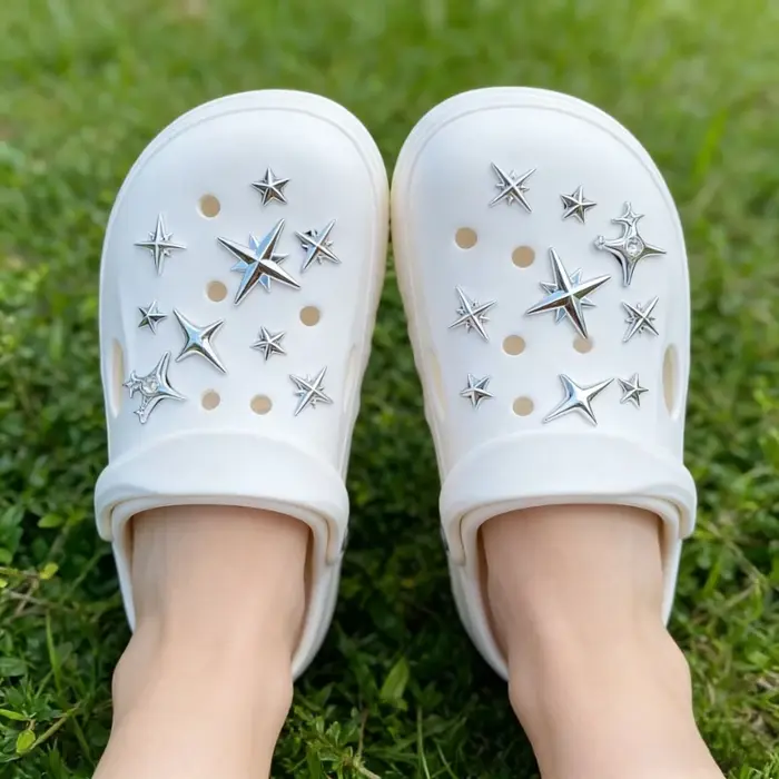 18 Accessoires de chaussures étoile argentée pour la mode DIY - Décorations amusantes et multifonctionnelles pour
