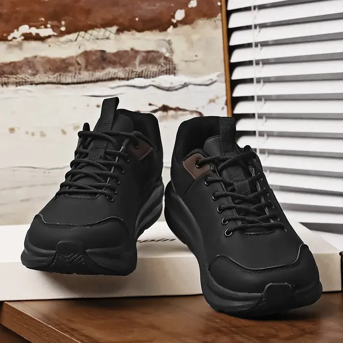 Chaussures larges en cuir pour hommes, automne et hiver, grande taille, noires, semelle épaisse, 4E 