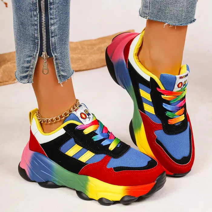 Femmes baskets De course mode coloré espadrilles décontractées femmes confort à lacets en plein air plate-forme chaussures pour femmes Zapatos De Mujer