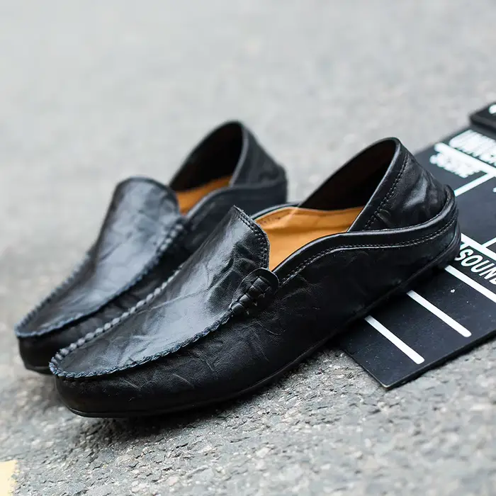Chaussures décontractées en cuir pour hommes, mocassins de mariage, nouvelles chaussures en daim gra