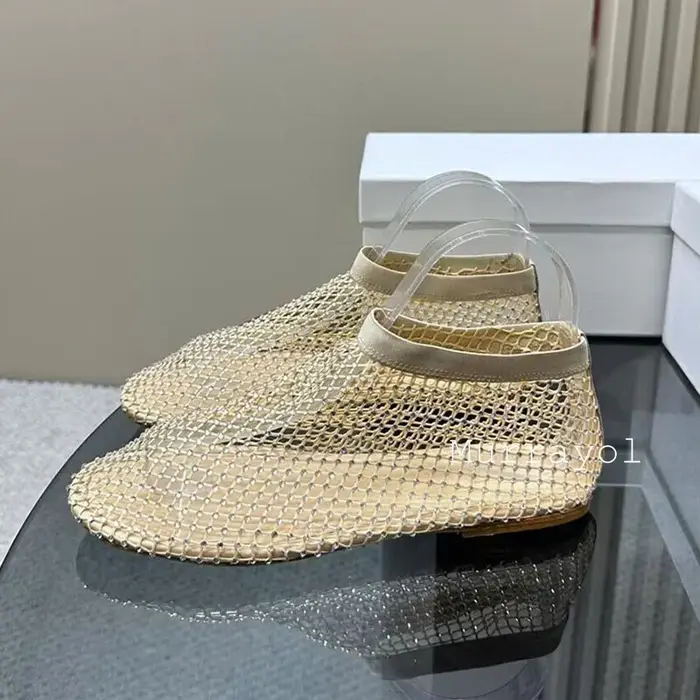 Chaussures de Ballet ajourées en maille à bout rond pour femmes