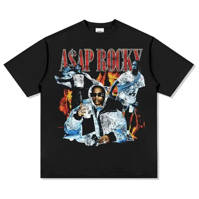 T-shirt en coton avec portrait graphique ASAP Rocky