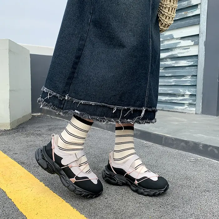Chaussures décontractées Mary Jane à talon épais et bout rond