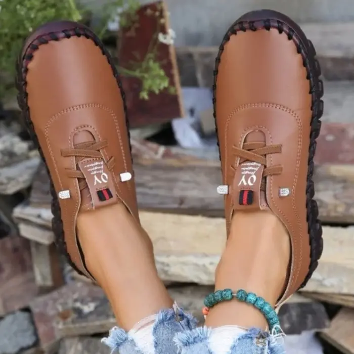 Nouvelles chaussures décontractées pour femmes printemps 2022, mocassins à plateforme, ballerines en cuir à lacets, chaussures à enfiler pour femmes, chaussures pour maman, chaussures femme.