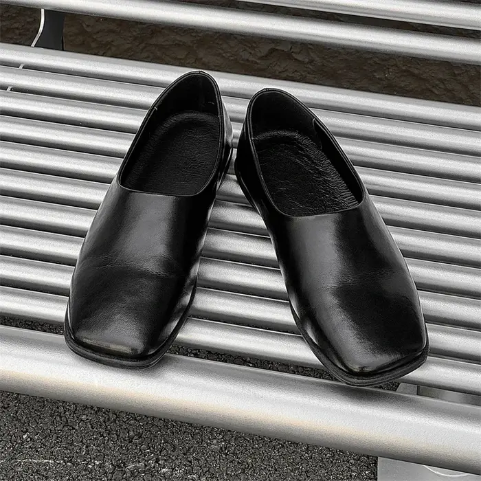 Chaussures de bureau en cuir véritable à fond souple pour hommes