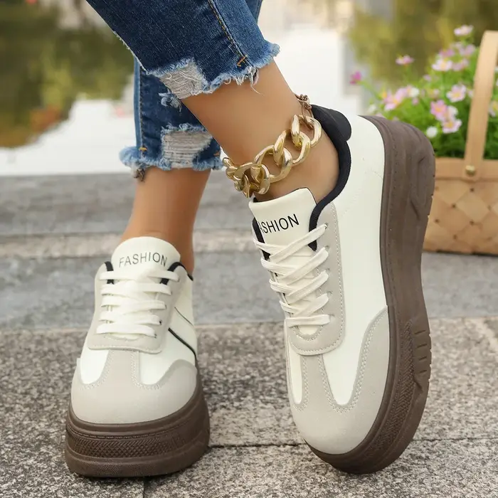 Chaussures de sport décontractées à semelle épaisse style rétro Dequn