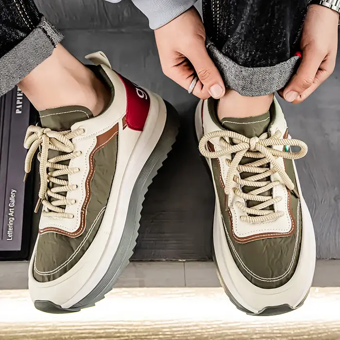 Baskets plateforme homme 2026 – Collection automne – Chaussures décontractées confortables antidérapantes en cuir souple – Idéales pour la course à pied