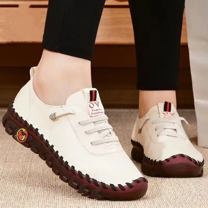 Baskets pour femmes en cuir décontracté vulcanisé femme chaussure doux confortable plat mocassins chaussures sans lacet
